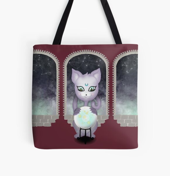 Mystic Miku | Crystal Ball & Zodiac | Wine Red All Over Print Tote Bag