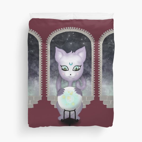 Mystic Miku | Crystal Ball & Zodiac | Wine Red Duvet Cover