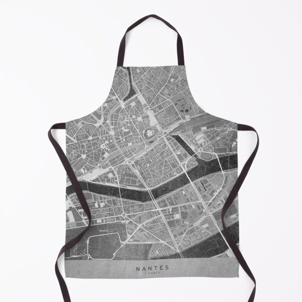 Item preview, Map of Nantes downtown (France) in gray vintage style designed and sold by blursbyai.
