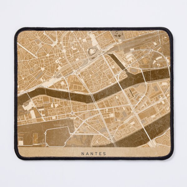 Item preview, Map of Nantes downtown (France) in sepia vintage style designed and sold by blursbyai.