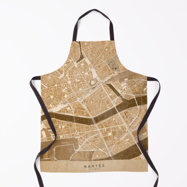 Item preview, Map of Nantes downtown (France) in sepia vintage style designed and sold by blursbyai.
