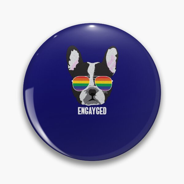 Item preview, ENGAYGED - Funny Boston Terrier Dog Gay Pride Flag designed and sold by Lightfield.