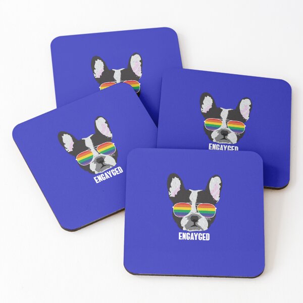 Item preview, ENGAYGED - Funny Boston Terrier Dog Gay Pride Flag designed and sold by Lightfield.