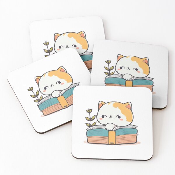 Item preview, sticker cat kawaii books reading 3 designed and sold by Prototyp.