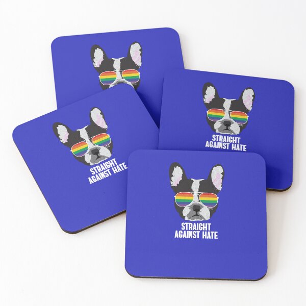 Item preview, STRAIGHT AGAINST HATE - Funny Boston Terrier Dog Gay Pride Flag designed and sold by Lightfield.