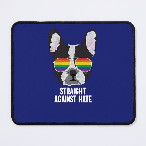 Item preview, STRAIGHT AGAINST HATE - Funny Boston Terrier Dog Gay Pride Flag designed and sold by Lightfield.
