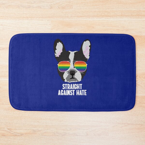 Item preview, STRAIGHT AGAINST HATE - Funny Boston Terrier Dog Gay Pride Flag designed and sold by Lightfield.