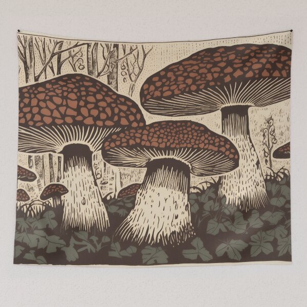 Item preview, Brown mushroom woodblock print designed and sold by EmilyDayDreams.