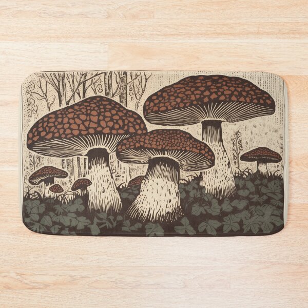Item preview, Brown mushroom woodblock print designed and sold by EmilyDayDreams.