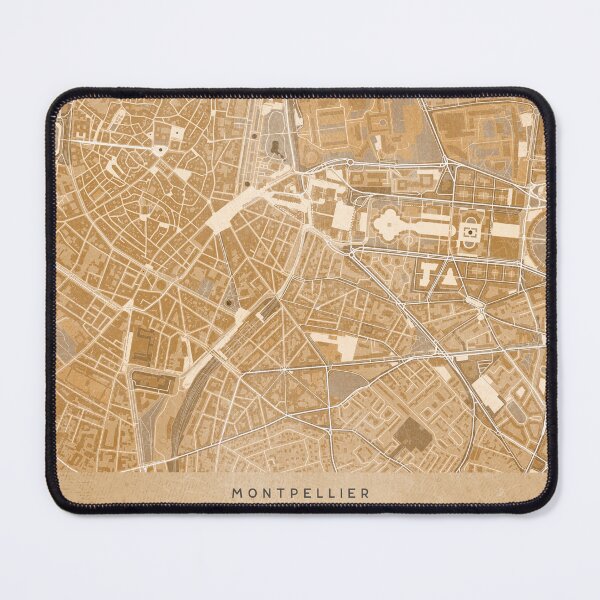 Item preview, Map of Montpellier downtown (France) in sepia vintage style designed and sold by blursbyai.