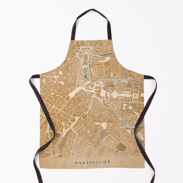 Item preview, Map of Montpellier downtown (France) in sepia vintage style designed and sold by blursbyai.