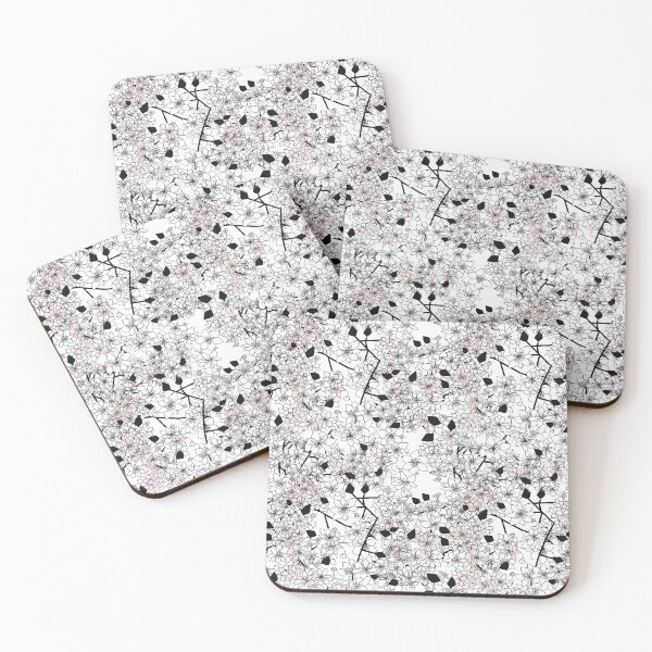 Item preview, Black White and Pink Japanese Cherry Blossom Pattern  designed and sold by StudioTokyo.