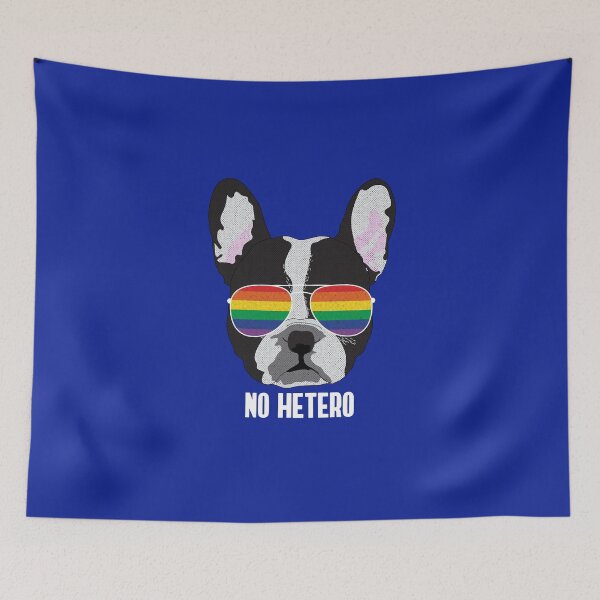 Item preview, NO HETERO - Funny Boston Terrier Dog Gay Pride Flag designed and sold by Lightfield.