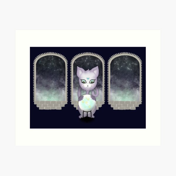 Mystic Miku | Crystal Ball & Zodiac | Navy Art Print