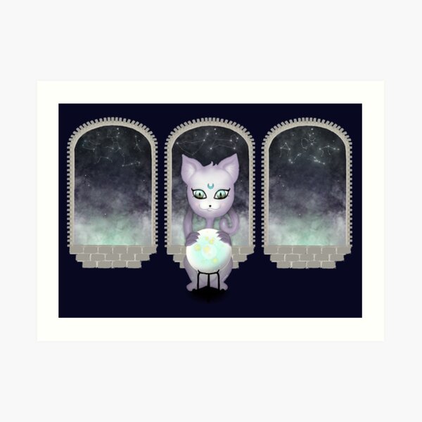 Mystic Miku | Crystal Ball & Zodiac | Navy Art Print