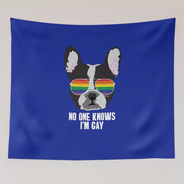 Item preview, NO ONE KNOWS I'M GAY - Funny Boston Terrier Dog Gay Pride Flag designed and sold by Lightfield.