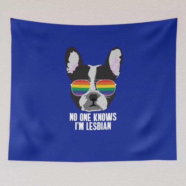 Item preview, NO ONE KNOWS I'M LESBIAN - Funny Boston Terrier Dog Gay Pride Flag designed and sold by Lightfield.