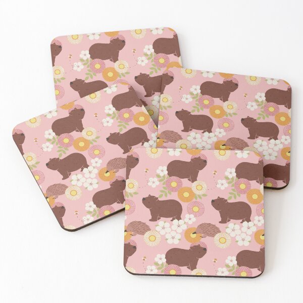 Item preview, Wombat and Echidna Florals in Pink designed and sold by The Wattle Studio.