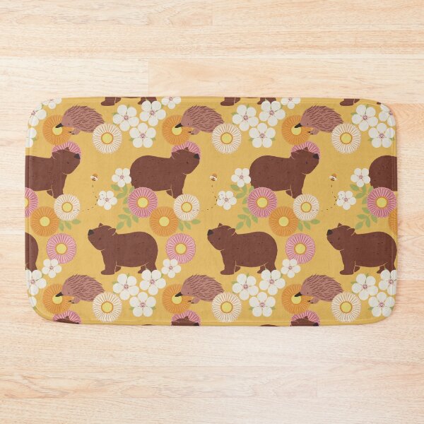Item preview, Copy of Wombat and Echidna Florals in Yellow designed and sold by The Wattle Studio.