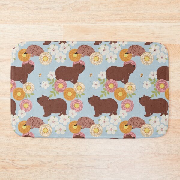 Item preview, Wombat and Echidna Florals in Blue designed and sold by The Wattle Studio.