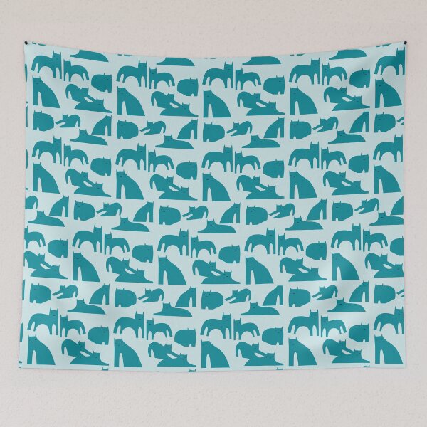 Item preview, Turquoise cats designed and sold by LaBelleMaison.