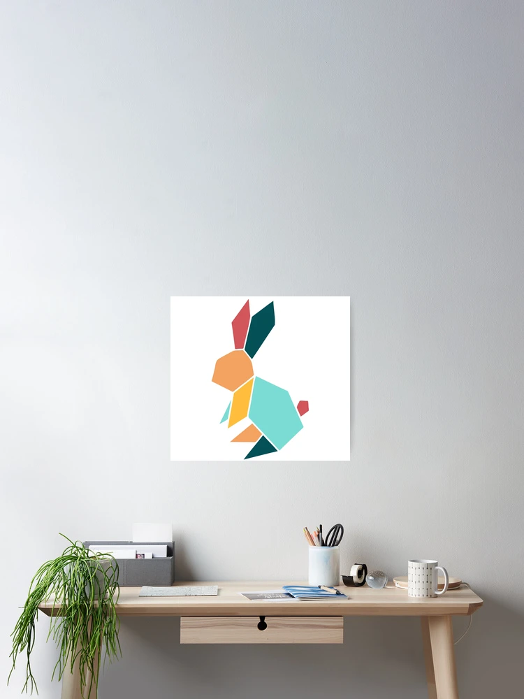 Thumbnail 2 of 3, Poster, Origami Rabbit - Color designed and sold by SimpleWorksSK.