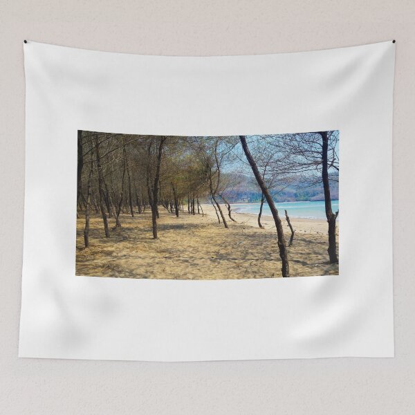 Item preview, Pine tree forest at Pacitan beach with mountain in backround designed and sold by kall3bu.