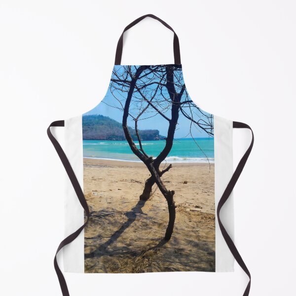 Item preview, Vertical view through two curved pine tree trunks to a sand beach designed and sold by kall3bu.