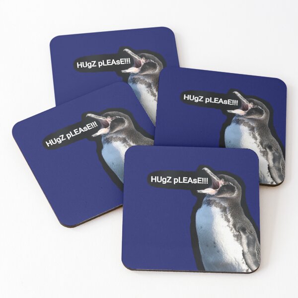 Artikelvorschau, Galapagos Penguin politely asks for hugs (Dark Blue #060D5B Background) entworfen und verkauft von SBPenguins.