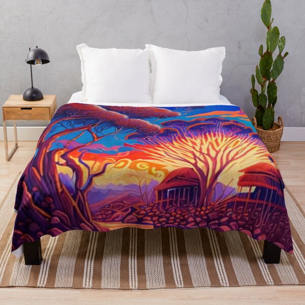 Item preview, Aboriginal Village on Riverbank Landscape Indigenous Art designed and sold by Michael Voyler.