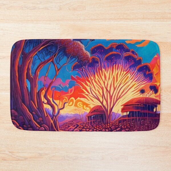 Item preview, Aboriginal Village on Riverbank Landscape Indigenous Art designed and sold by Michael Voyler.
