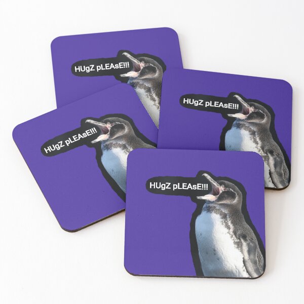 Artikelvorschau, Galapagos Penguin politely asks for hugs (Dark Purple #3A2096 Background) entworfen und verkauft von SBPenguins.