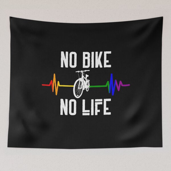 Item preview, No Bike No Life LGBTQ Rainbow Heartbeat Bicycle Lover designed and sold by Luckydesign1975.
