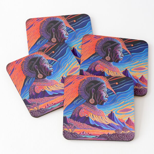 Item preview, Aboriginal Elder Abstract Landscape Painting Vivid Colours designed and sold by Michael Voyler.