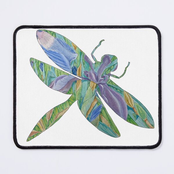 Item preview, Watercolor Dragonfly Iris Floral Silhouette designed and sold by Sproutopia-Art.