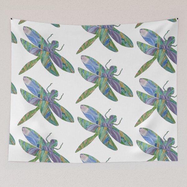 Item preview, Watercolor Dragonfly Iris Floral Silhouette designed and sold by Sproutopia-Art.