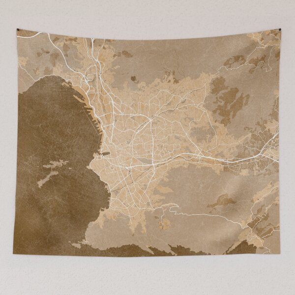 Item preview, Map of Marseille (France) in sepia vintage style designed and sold by blursbyai.