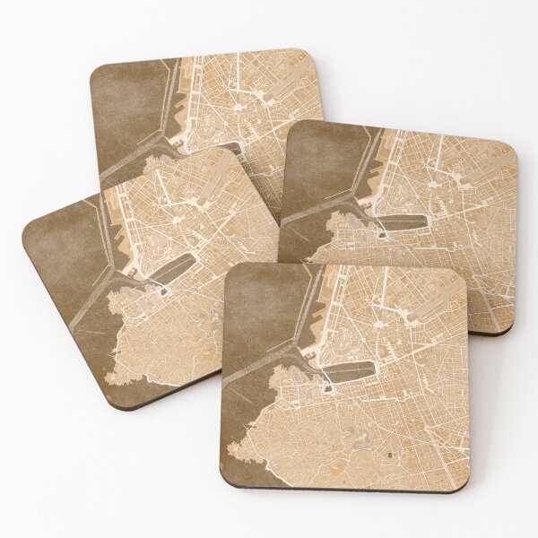 Item preview, Map of Marseille downtown (France) in sepia vintage style designed and sold by blursbyai.