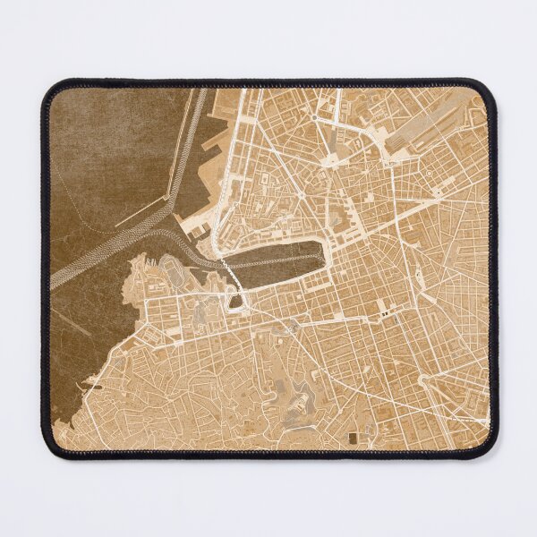 Item preview, Map of Marseille downtown (France) in sepia vintage style designed and sold by blursbyai.