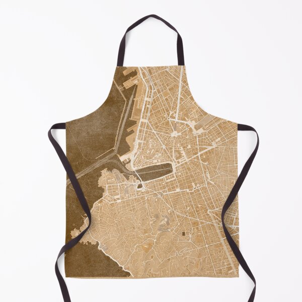 Item preview, Map of Marseille downtown (France) in sepia vintage style designed and sold by blursbyai.