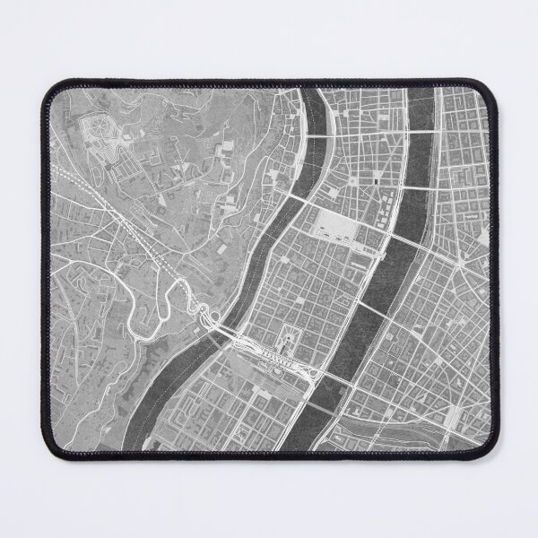 Item preview, Map of Lyon downtown (France) in gray vintage style designed and sold by blursbyai.