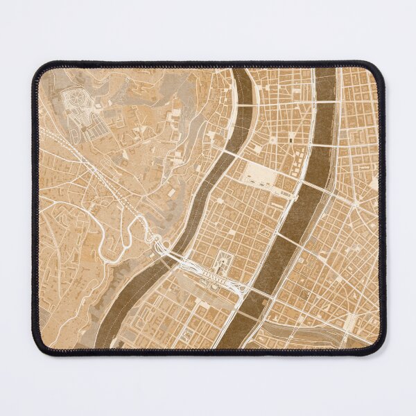 Item preview, Map of Lyon downtown (France) in sepia vintage style designed and sold by blursbyai.