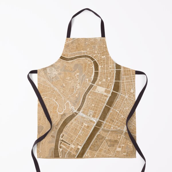 Item preview, Map of Lyon downtown (France) in sepia vintage style designed and sold by blursbyai.