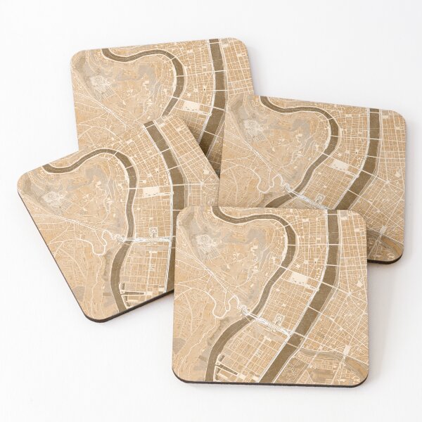 Item preview, Map of Lyon downtown (France) in sepia vintage style designed and sold by blursbyai.
