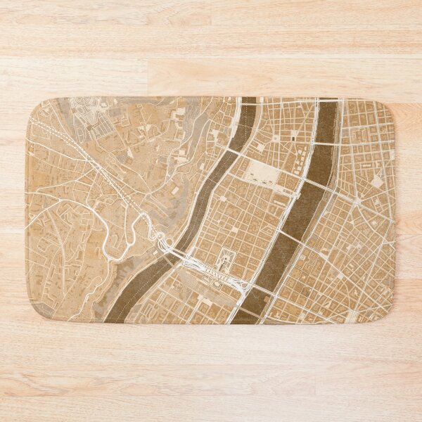 Item preview, Map of Lyon downtown (France) in sepia vintage style designed and sold by blursbyai.