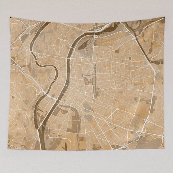 Item preview, Map of Lyon (France) in sepia vintage style designed and sold by blursbyai.