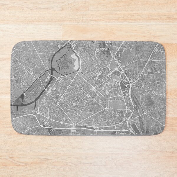 Item preview, Map of Lille downtown (France) in gray vintage style designed and sold by blursbyai.