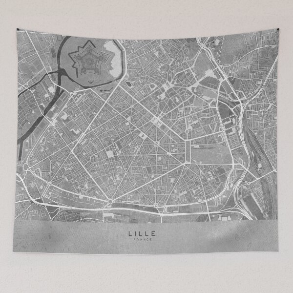 Artikelvorschau, Map of Lille downtown (France) in gray vintage style entworfen und verkauft von blursbyai.