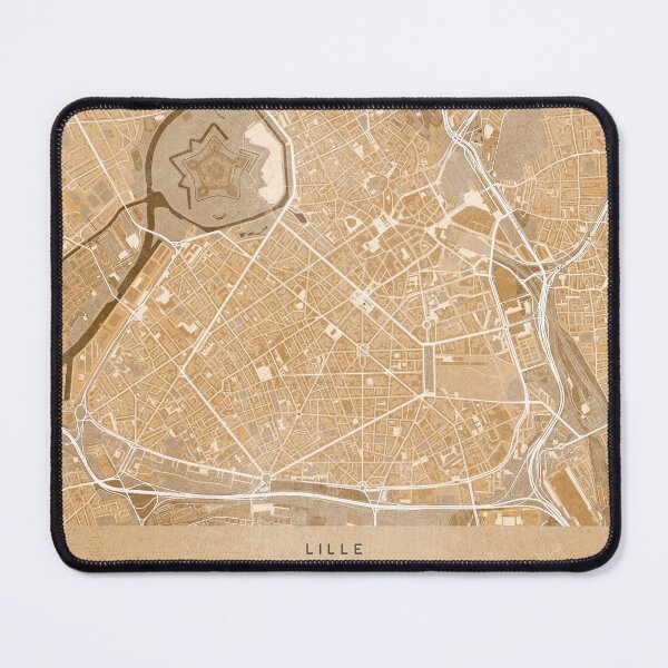 Item preview, Map of Lille downtown (France) in sepia vintage style designed and sold by blursbyai.