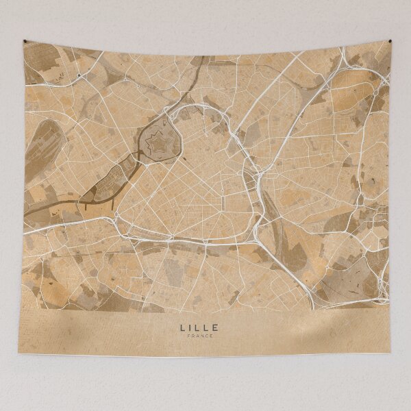 Item preview, Map of Lille (France) in sepia vintage style designed and sold by blursbyai.